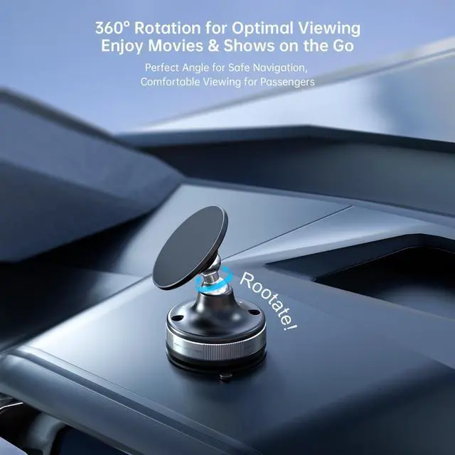 Alt view image 2 of 7 - Vacuum Magnetic Car Phone Holder/Mount/Stand with Ultra Strong Suction Cup, 360°Rotating Gym/Shower Cellphone Holder Fit for MagSafe iPhone 12/13/14/15/16 Pro Max & All Smartphones