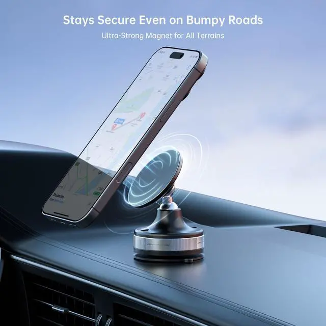 Alt view image 3 of 7 - Vacuum Magnetic Car Phone Holder/Mount/Stand with Ultra Strong Suction Cup, 360°Rotating Gym/Shower Cellphone Holder Fit for MagSafe iPhone 12/13/14/15/16 Pro Max & All Smartphones
