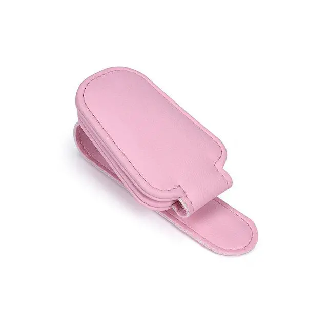 Alt view image 3 of 6 - Sunglasses Holders for Car Visor, Magnetic Leather Glasses Eyeglass Clip for Car, Ticket Card Clip Sunglasses Mount, Car Visor Accessories Gadgets (1, Pink)