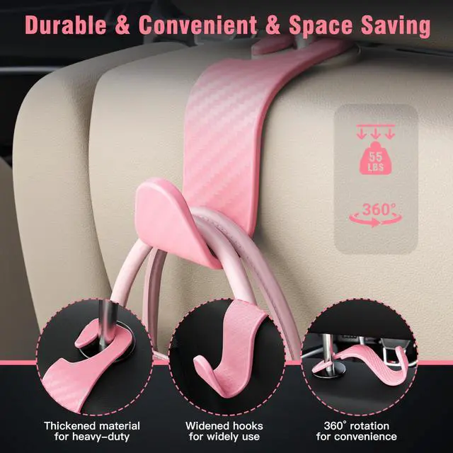 Alt view image 5 of 6 - 4-Pack Car Headrest Hooks Holds 55lbs Seat Storage Organizer for Bags