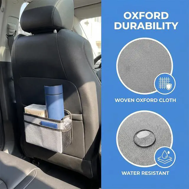 Alt view image 3 of 6 - Car Trash Can, Waterproof Oxford Cloth Vehicle Dustbin Garbage Organizer Holder with One Roll Trash Bag, Foldable Automotive Interior Hanging Storage Box Container, Universal Fit (Black)