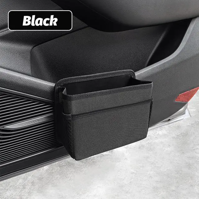 Alt view image 6 of 6 - Car Trash Can, Waterproof Oxford Cloth Vehicle Dustbin Garbage Organizer Holder with One Roll Trash Bag, Foldable Automotive Interior Hanging Storage Box Container, Universal Fit (Black)