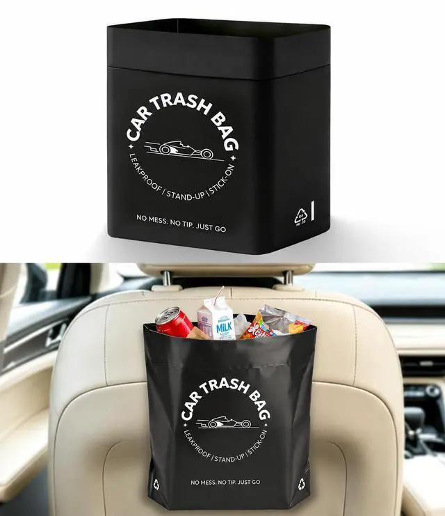 Main image of Disposable Car Trash Bags, Stand-Up & Stick-On Car Trash Can Alternative