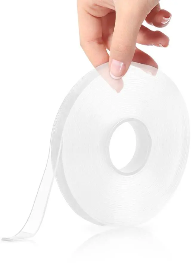 Main image of Transparent Nano Double-Sided Tape Heavy Duty, 16.4ft Clear Strong Sticky Adhesive Mounting Tape, Narrow Waterproof Decorative Acrylic Gel Tape for Wall, Poster, Photos, Hanging Decoration Craft, DIY
