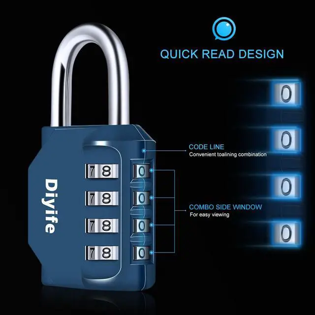 Alt view image 2 of 7 - Combination Lock, 4 Digit Outdoor Waterproof Padlock for Lockers