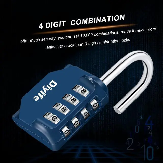 Alt view image 4 of 7 - Combination Lock, 4 Digit Outdoor Waterproof Padlock for Lockers