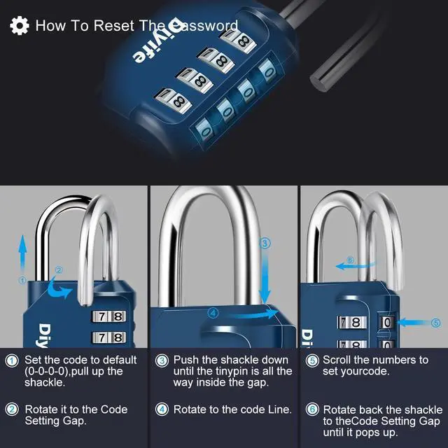 Alt view image 5 of 7 - Combination Lock, 4 Digit Outdoor Waterproof Padlock for Lockers