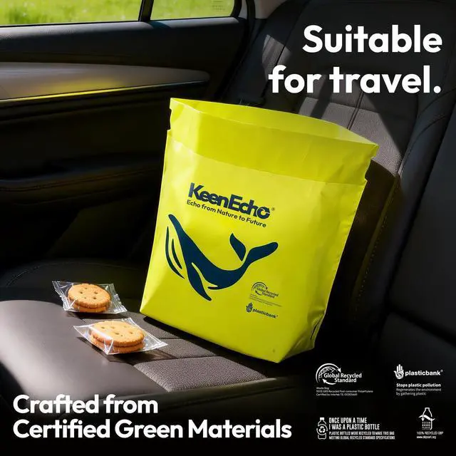 Alt view image 2 of 7 - Disposable Car Garbage Bin Bags, Vomit Trash Bags made with Recycled Plastic Bottles for Boat, Plane, Travel, Camping, Bedroom, Study Room, Office and Car, 20 pcs