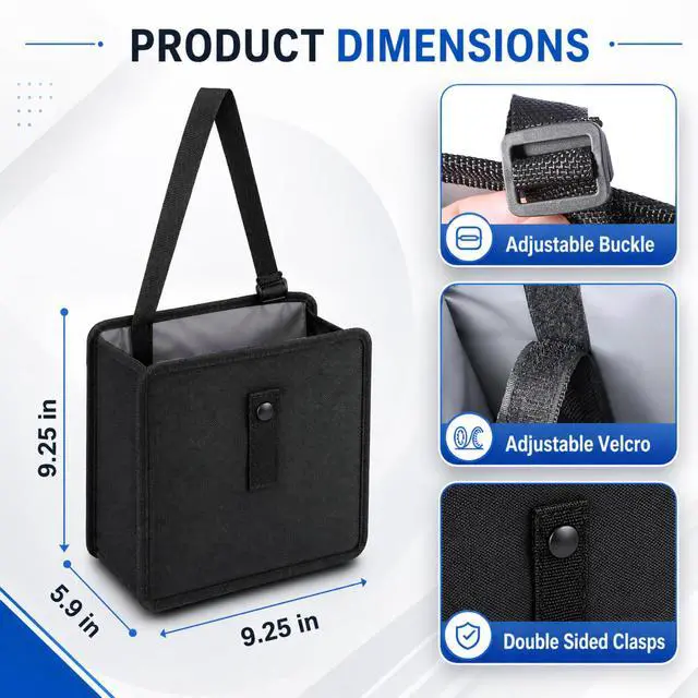 Alt view image 3 of 5 - Car Trash Can, Foldable Hanging Car Trash Bag, 2 Gallon Leakproof Waterproof Auto Garbage Bag with Liner, Collapsible Car Interior Accessories Essentials for SUV Truck RV, Black