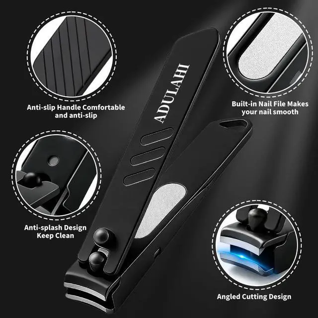 Alt view image 3 of 7 - Nail Clippers for Men & Women with Catcher No Splash, Self-Collecting Premium Steel Clippers for Fingernails & Toenails, Built-in Nail File, Ideal Gifts for Men, Stocking Stuffer Gift