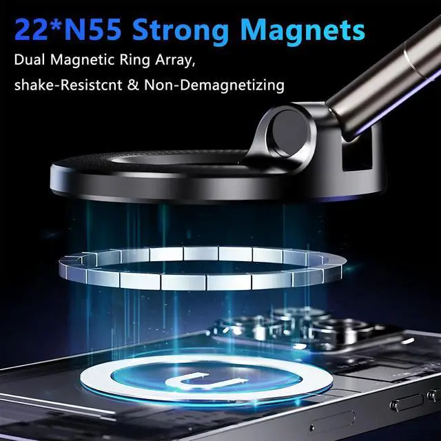 Alt view image 2 of 7 - Magnetic Car Phone Holder for Magsafe, Vacuum Magnetic Phone Mount