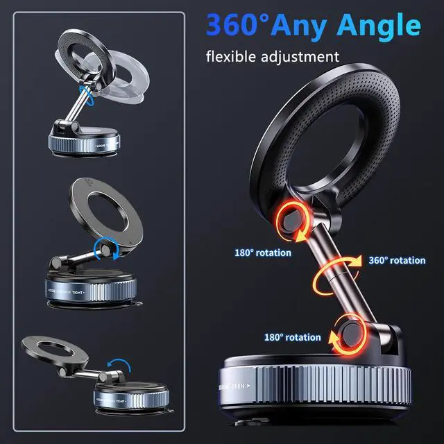 Alt view image 3 of 7 - Magnetic Car Phone Holder for Magsafe, Vacuum Magnetic Phone Mount