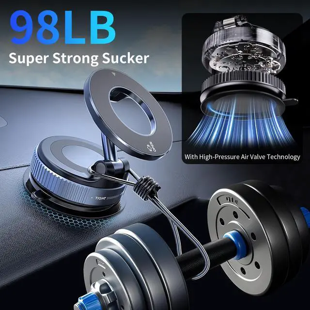 Alt view image 4 of 7 - Magnetic Car Phone Holder for Magsafe, Vacuum Magnetic Phone Mount