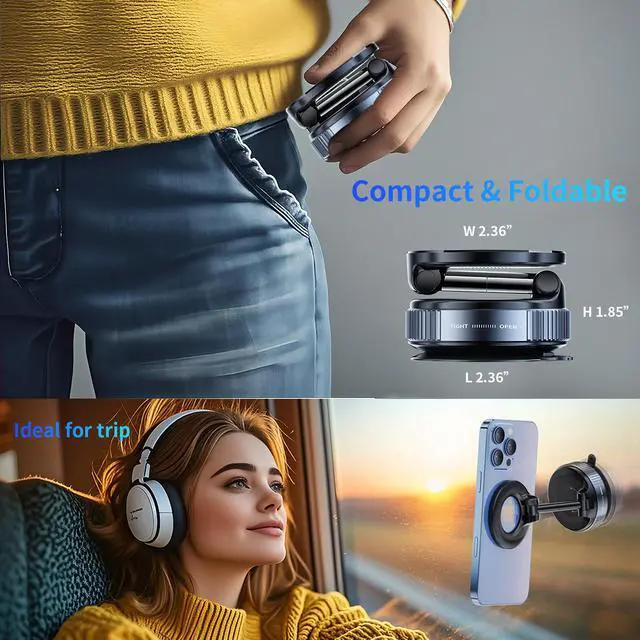 Alt view image 6 of 7 - Magnetic Car Phone Holder for Magsafe, Vacuum Magnetic Phone Mount