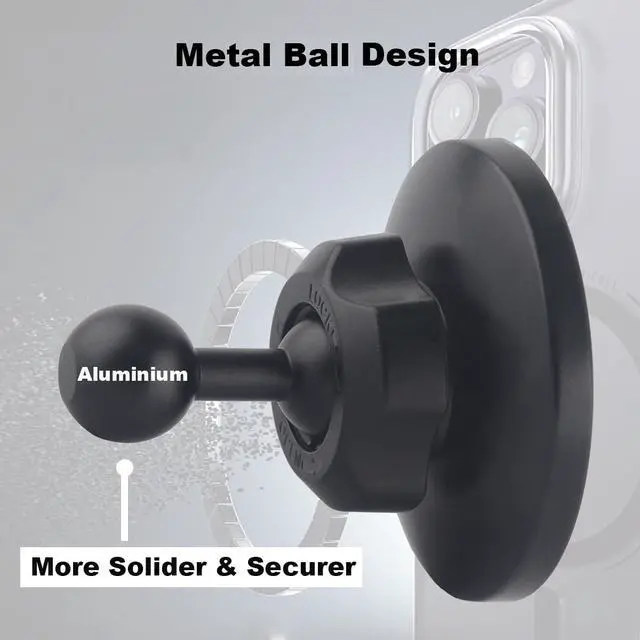 Alt view image 3 of 6 - Magnetic Cell Phone Holder Car Mount with 17mm Ball Extender for MagSafe for iPhone 16 15 14 13 12 Series, Other Phones (Upgraded 36PCS Magnets)