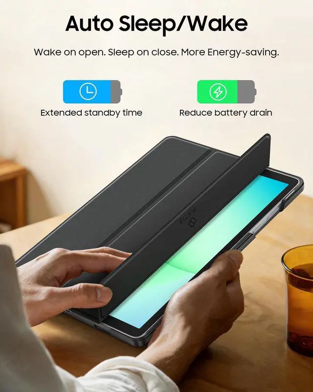 Alt view image 7 of 7 - Slim Case for Samsung Galaxy Tab A11+/A9+ 11 Inch, Black | Translucent Frosted Back Cover, Lightweight Tri-fold Stand, for Home/Office/School/Travel, Auto Wake/Sleep