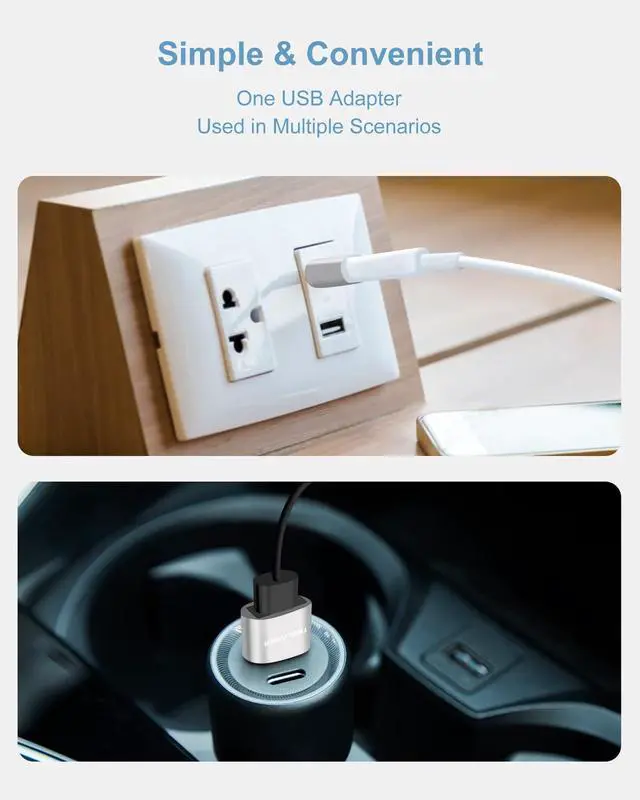 Alt view image 7 of 7 - USB to USB C Adapter 4 Pack, USB C Converter USBC Female to USB Male Adapter, Type C to USBA Charger Converter Compatible with iPhone 17 16 15 14, iPad Pro Air Mini, S24 S23