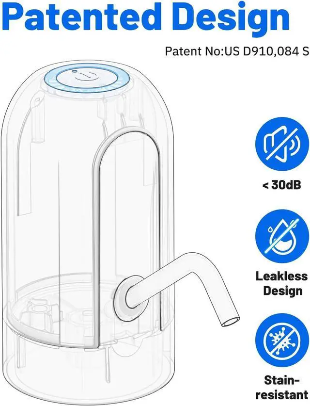 Alt view image 2 of 7 - 5 Gallon Water Dispenser,Portable USB Charging Water Bottle Pump | Water Jug Pump Water Dispenser for Home, Kitchen, Living Room, Office,Camping,Universal for 3-5 Gallon