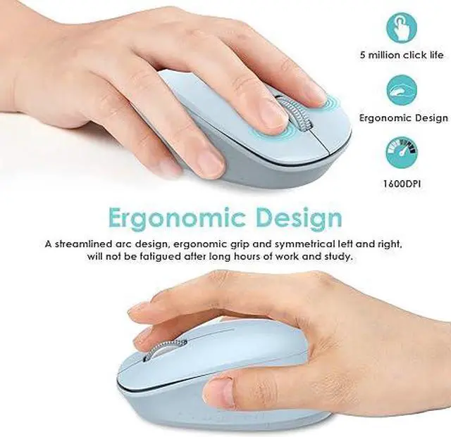 Alt view image 3 of 5 - Wireless Mouse for Laptop, 2.4GHz Silent USB Mouse, Slim Optical Mouse with 3 Buttons, 1600 DPI, Works with Windows, Mac, Chrome OS, Linux