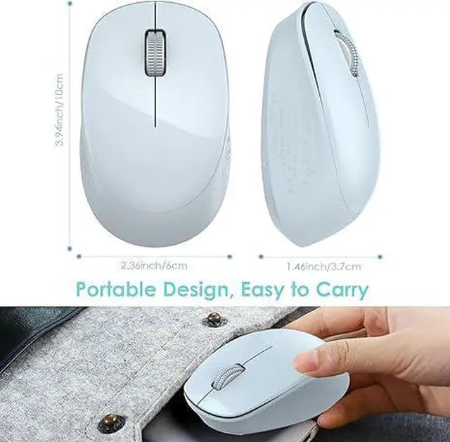 Alt view image 5 of 5 - Wireless Mouse for Laptop, 2.4GHz Silent USB Mouse, Slim Optical Mouse with 3 Buttons, 1600 DPI, Works with Windows, Mac, Chrome OS, Linux