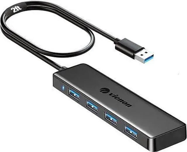 Main image of USB 3.0 Hub, VIENON USB Hub with 4 USB 3.0 Female Ports, USB Splitter USB Extender for PC, Laptop, Xbox, PS4/5, Flash Drive, HDD, Console, Printer, Camera,Keyborad, Mouse-2ft