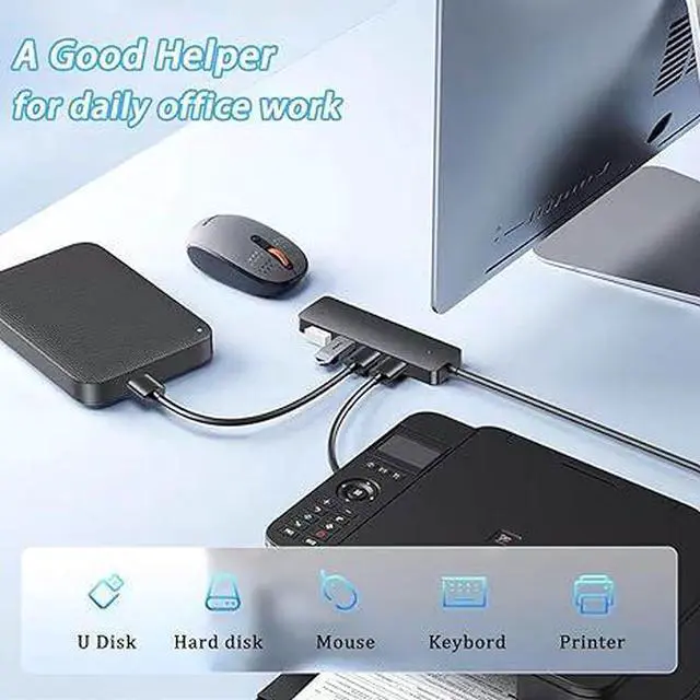 Alt view image 4 of 7 - USB 3.0 Hub, VIENON USB Hub with 4 USB 3.0 Female Ports, USB Splitter USB Extender for PC, Laptop, Xbox, PS4/5, Flash Drive, HDD, Console, Printer, Camera,Keyborad, Mouse-2ft