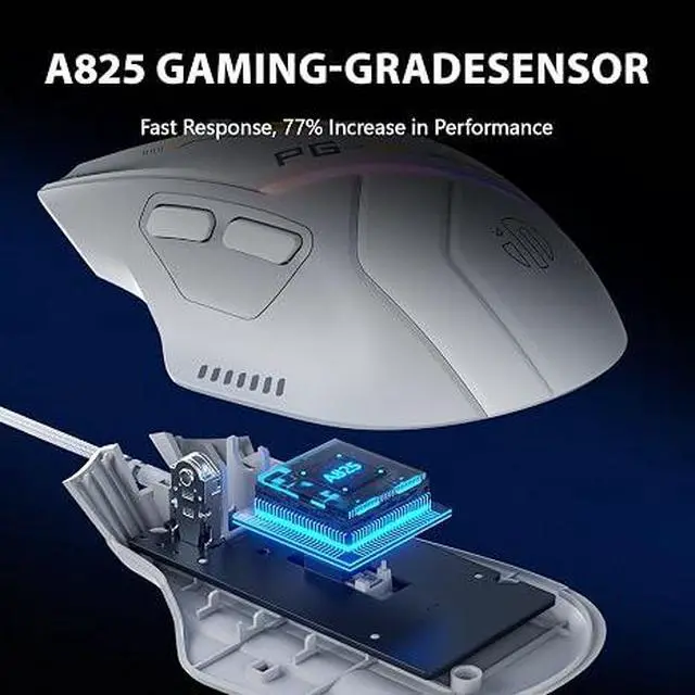 Alt view image 3 of 7 - PG1 Wired Computer Gaming Mouse Ergonomic, 12800 DPI High-Precision, 6 Programmable Buttons, RGB Backlit for Gaming - White Gray