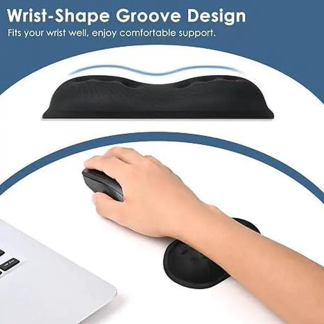 Alt view image 4 of 6 - Mouse Wrist Rest, Desk Wrist Pad for Mouse, Comfortable Computer Mouse Wrist Support, Ergonomic Wrist Rest with Memory Foam Fillings, Non-Slip Base (Black)
