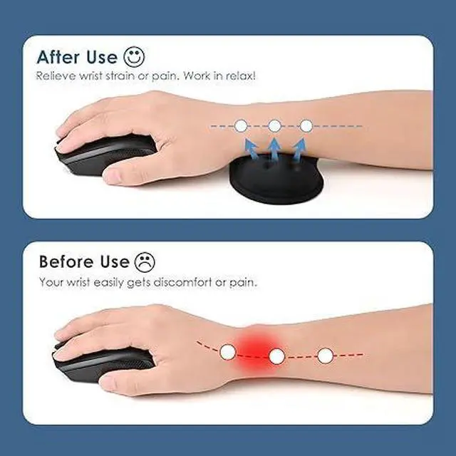 Alt view image 2 of 6 - Mouse Wrist Rest, Desk Wrist Pad for Mouse, Comfortable Computer Mouse Wrist Support, Ergonomic Wrist Rest with Memory Foam Fillings, Non-Slip Base (Black)