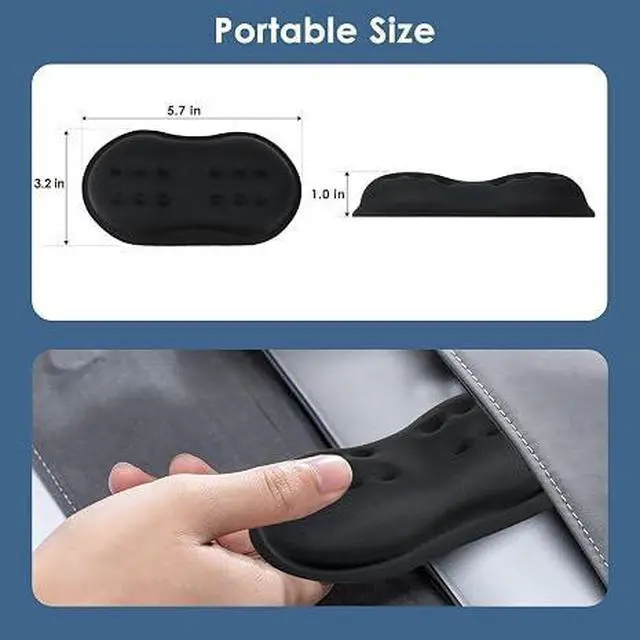 Alt view image 3 of 6 - Mouse Wrist Rest, Desk Wrist Pad for Mouse, Comfortable Computer Mouse Wrist Support, Ergonomic Wrist Rest with Memory Foam Fillings, Non-Slip Base (Black)