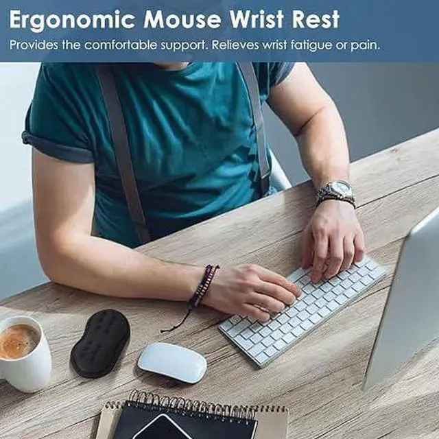 Alt view image 6 of 6 - Mouse Wrist Rest, Desk Wrist Pad for Mouse, Comfortable Computer Mouse Wrist Support, Ergonomic Wrist Rest with Memory Foam Fillings, Non-Slip Base (Black)