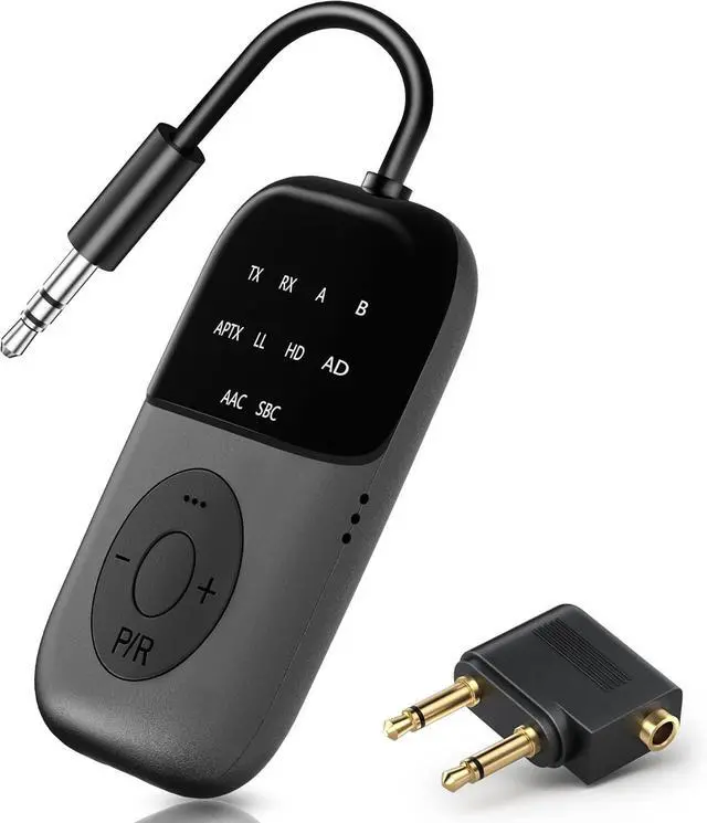 Main image of 5.4 Transmitter Receiver, 2-in-1 Airplane Bluetooth Adapter, Dual Headphones & 24H Battery Life for TV, Airplane, Car, Tablets, Wireless TV Headpset, Compatible with AirPods & aptX