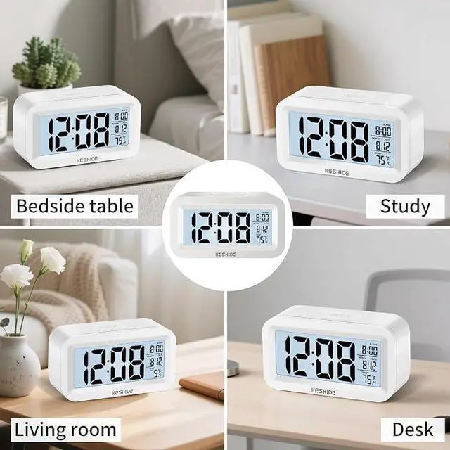 Alt view image 6 of 7 - Travel Digital Alarm Clock,Battery Operated with Backlight, Indoor Temperature, Desk Small Clock,Snooze Model,12/24H Display for Bedrooms Heavy Sleepers Kids Travel Bathroom