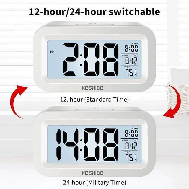 Alt view image 2 of 7 - Travel Digital Alarm Clock,Battery Operated with Backlight, Indoor Temperature, Desk Small Clock,Snooze Model,12/24H Display for Bedrooms Heavy Sleepers Kids Travel Bathroom
