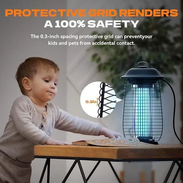 Alt view image 2 of 6 - Bug Zapper Indoor & Outdoor, 4200V Electric Mosquito Zapper, 10 Years Lifespan, 6.5ft Power Cord, Waterproof, Fly Trap Mosquito Trap, Fly Killer Fly Zapper for Home, Patio, Kitchen, Backyard, Camping