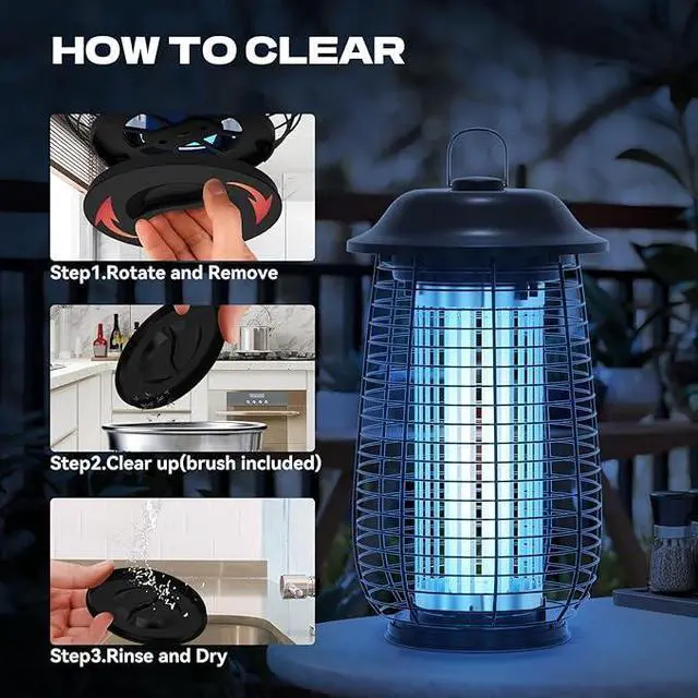 Alt view image 4 of 6 - Bug Zapper Indoor & Outdoor, 4200V Electric Mosquito Zapper, 10 Years Lifespan, 6.5ft Power Cord, Waterproof, Fly Trap Mosquito Trap, Fly Killer Fly Zapper for Home, Patio, Kitchen, Backyard, Camping