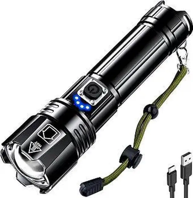 Main image of Rechargeable LED Flashlight High Lumens, Super Bright Flashlights with Zoomable & USB C Rechargeable & 5 Light Mode & IPX7 Waterproof, Powerful Flash Light for Home, Hiking, Camping