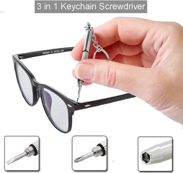 Alt view image 2 of 12 - Eyeglass Repair Kit, 5-in-1 Multifunctional Precision Screwdriver Set (torxT5~T6,+1.5,-1.5,star0.8) with Mini Keychain Screwdriver for Glasses, Cellphone, Electronics, Watch, Laptop, Jewelry