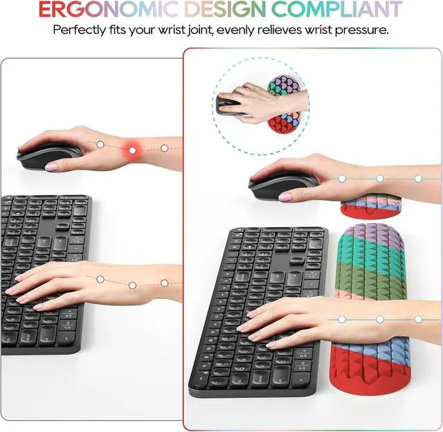 Alt view image 2 of 7 - Keyboard Wrist Rest, Mecyfaty Wrist Rest for Computer Keyboard, Ergonomic Mouse Wrist Pad Made of Comfortable and Breathable Silicone, Computer Mouse for Desk Office Supplies