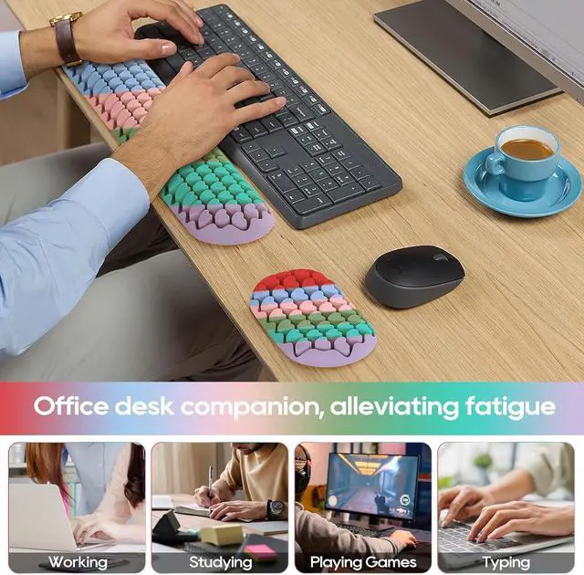Alt view image 7 of 7 - Keyboard Wrist Rest, Mecyfaty Wrist Rest for Computer Keyboard, Ergonomic Mouse Wrist Pad Made of Comfortable and Breathable Silicone, Computer Mouse for Desk Office Supplies