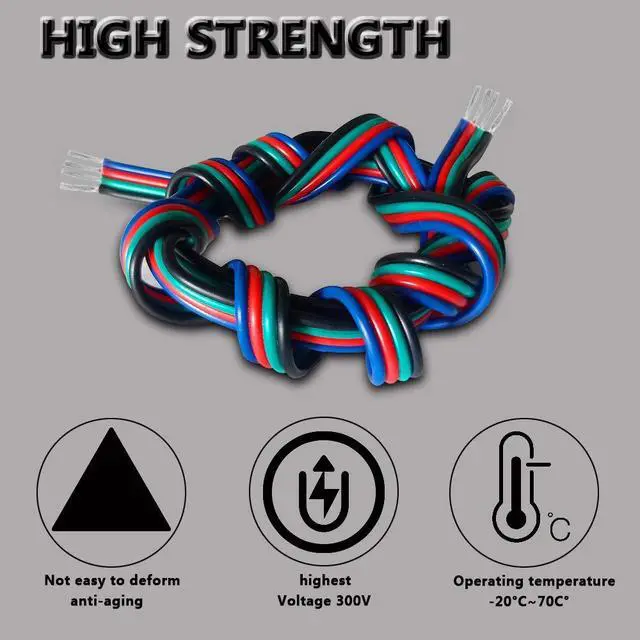 Alt view image 2 of 7 - 100ft RGB 4 Wire Conductor Cords 4PIN 22AWG Extension Cable LED Welding Wire Tinned Copper 22 Gauge ga for 3528 5050 RGB LED Strip