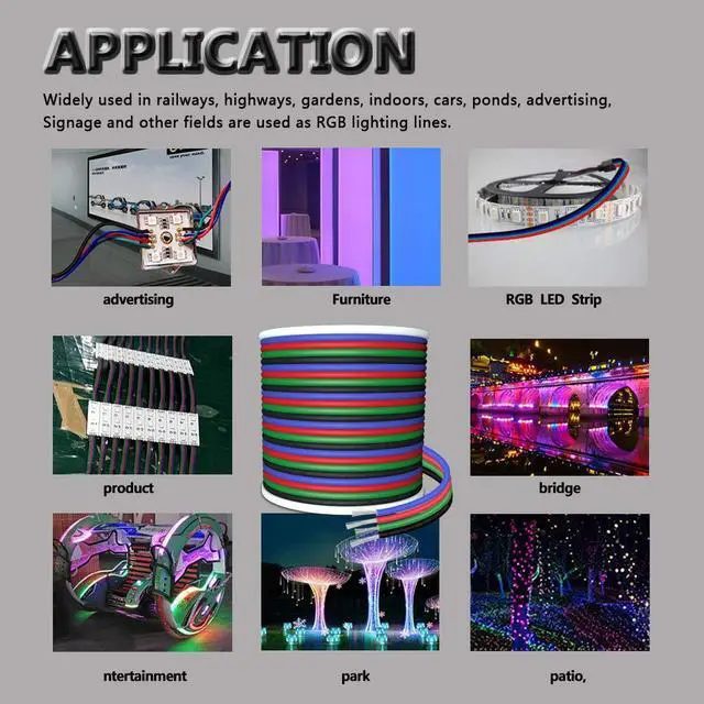 Alt view image 6 of 7 - 100ft RGB 4 Wire Conductor Cords 4PIN 22AWG Extension Cable LED Welding Wire Tinned Copper 22 Gauge ga for 3528 5050 RGB LED Strip