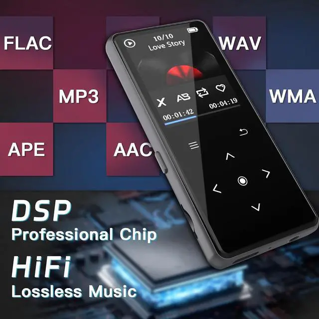 Alt view image 2 of 6 - 128GB MP3 Player with Bluetooth, Portable Music Player with Built-in Speaker, Enjoying Your Digital Music and Audiobooks Anytime,Includes FM Radio,Recorder,E-Book,and Comes with Earphones