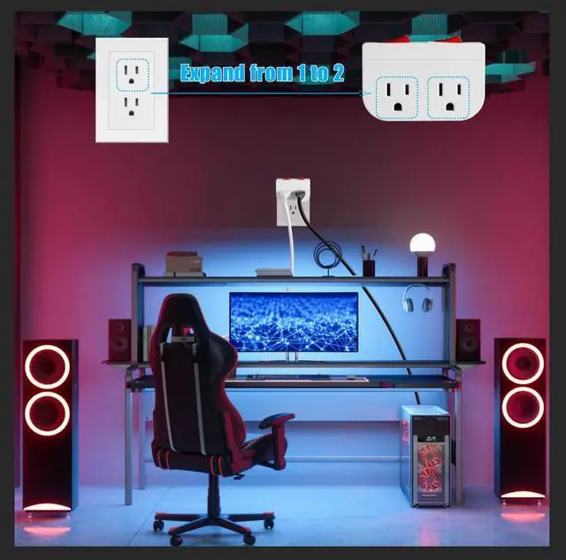 Alt view image 7 of 7 - Grounded Outlet with Double ON Off Switch, White, 1-Pack