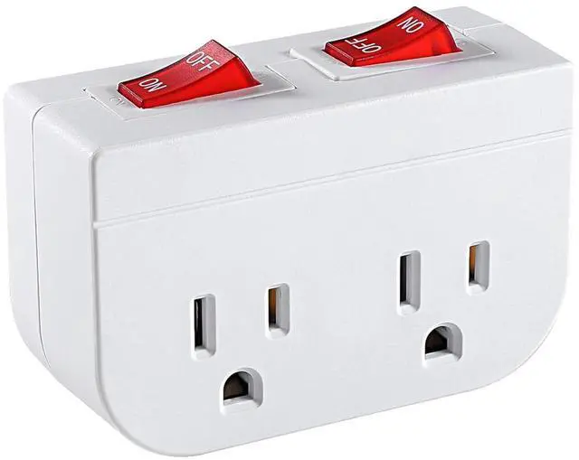 Main image of Grounded Outlet with Double ON Off Switch, White, 1-Pack