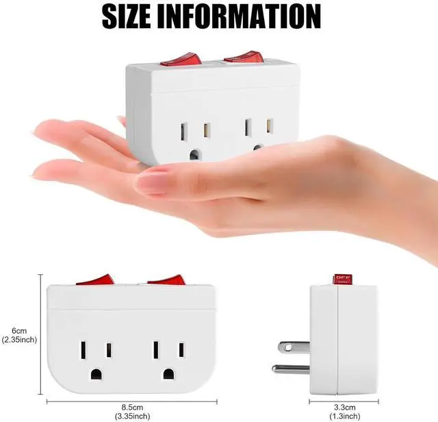 Alt view image 5 of 7 - Grounded Outlet with Double ON Off Switch, White, 1-Pack