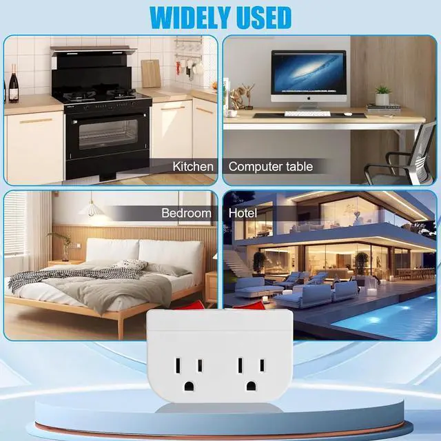 Alt view image 2 of 7 - Grounded Outlet with Double ON Off Switch, White, 1-Pack