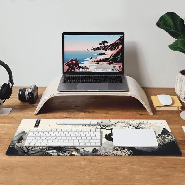 Alt view image 3 of 7 - Japanese Mouse Pad, Large Japanese Desk Mat, XL Anime Gaming Keyboard Mat, Non-Slip Rubber Base, Big Extended Desk Protector for Home Office, 31.5x11.8