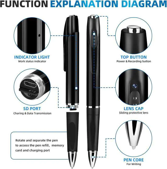 Alt view image 6 of 7 - 1080P Mini Hidden Camera,HD Camera Pen Nanny Cam Mini Security Cameras,Long Battery Life,Easy to Use,Micro Pen Camera for Important Moment2026 Upgrade