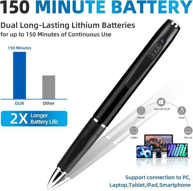 Alt view image 5 of 7 - 1080P Mini Hidden Camera,HD Camera Pen Nanny Cam Mini Security Cameras,Long Battery Life,Easy to Use,Micro Pen Camera for Important Moment2026 Upgrade